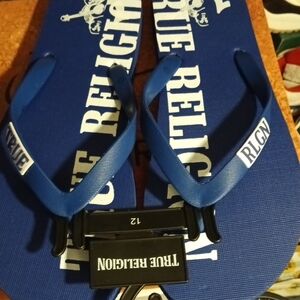 True Religion Navy Blue Flip Flops for Men
